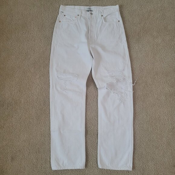 Citizens of Humanity Premium Vintage EVA White Wide Leg  Distressed Jeans Size29 - Picture 1 of 15